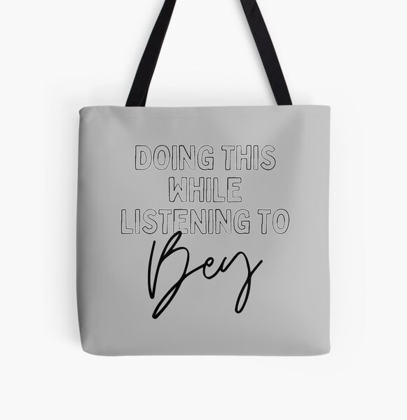 Now Playing: BEYONCE in Black Typography Print All Over Print Tote Bag RB1807 product Offical beyonce Merch