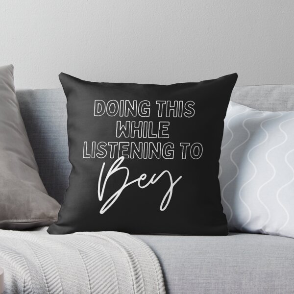 Now Playing: BEYONCE in White Typography Print Throw Pillow RB1807 product Offical beyonce Merch